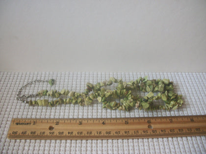 Vintage 16" - 19" Necklace Natural Light Green Stone Chips 023021
