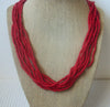 Stunning Vintage 22" Multi Strand Signed TRIFARI Red Glass Micro Beads Necklace 030221