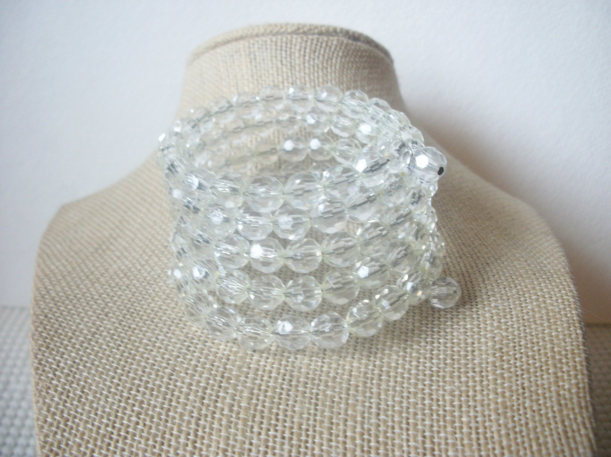 Wide Clear Acrylic, Wrap Around Adjustable Vintage Bracelet 022121