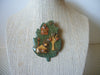 Vintage Lucinda House Pins Maple Leaf Green Brown Ocre Autumn Leaves Fly Heart