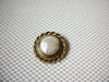 Larger Vintage Brooch Pin, Signed GJD Ginnie Johansen Faux Pearl Antiqued Gold Tone, 030621