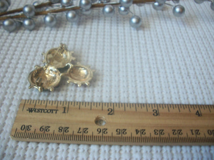 Vintage Brooch Pin, Three Ladybugs Red Black  Enameled Gold Tone With Rhinestones, 023021