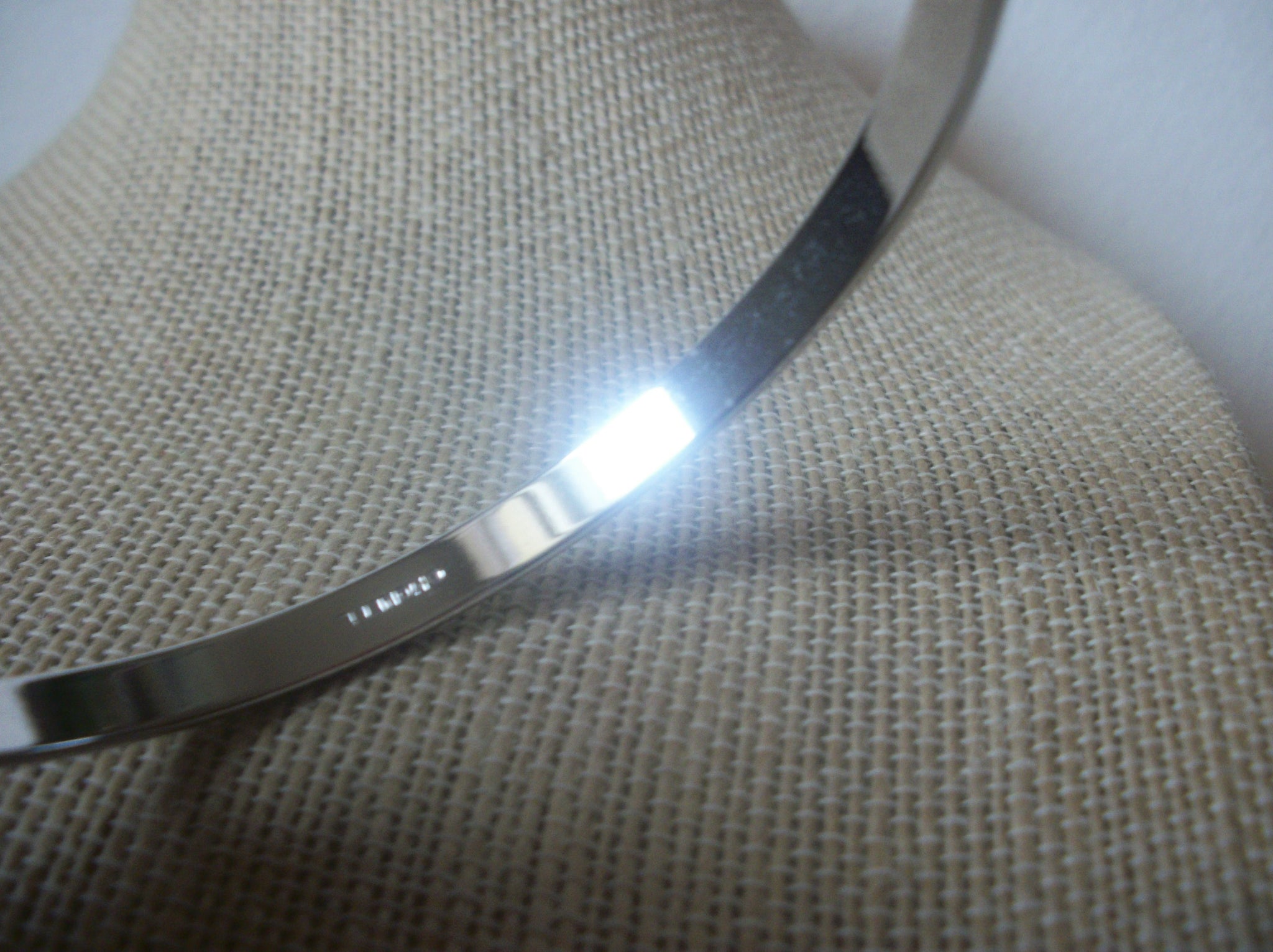 Signed MONET Stainless Steel Bangle Silver Tone, Vintage Bracelet 022121