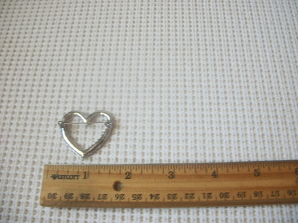 Vintage Brooch Pin Red Sparkling Rhinestones Heart Silver Tone 52017