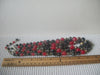 Vintage RARE JAPAN 1950s Black Red Gold Sugar Beads Molded Chunky Triple Strand Necklace 112016