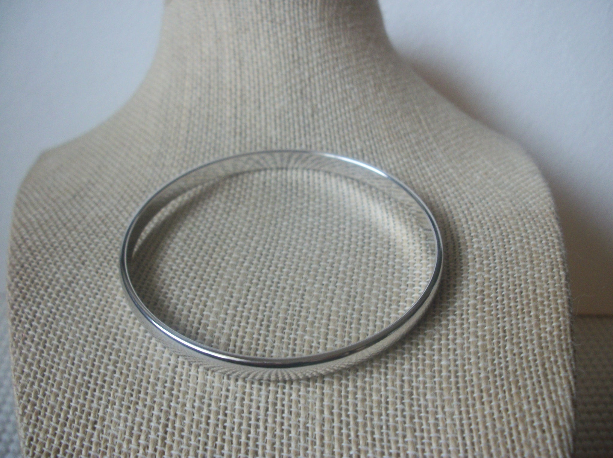 Signed MONET Stainless Steel Bangle Silver Tone, Vintage Bracelet 022121