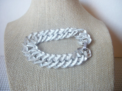 Signed MONET, Matte Silver Tone Links 7 1/2" Long Bracelet 022121