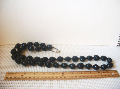 Chunky Heavier Black Acrylic, 48" Long Vintage Necklace 63017