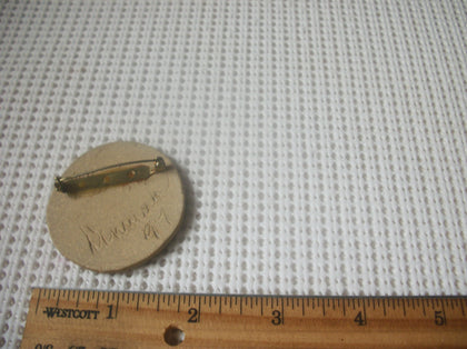 Vintage Jewelry Signed 97 Hand Made Floral pottery Stone, Brooch Pin 52017