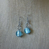 Vintage Pierced Earrings Silver Toned Frosted Light Blue Foil Glass 51016
