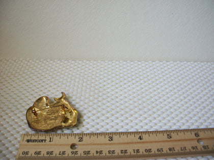 Vintage Brooch Pin, Halloween Ghost Black Glitter Pumpkin Enameled Gold Tone 030521