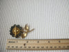 Long Vintage Black Glass Flower Gold Tone Brooch Pin 73017