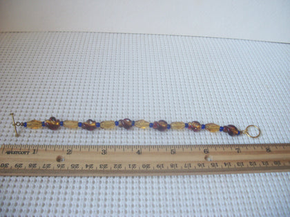 Colorful Foil Sea Glass 7 3/4" Long Bracelet Vintage  63017