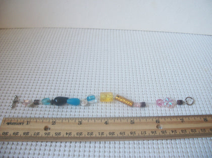 Colorful Foil Sea Glass 7 3/4" Long Bracelet Vintage  63017
