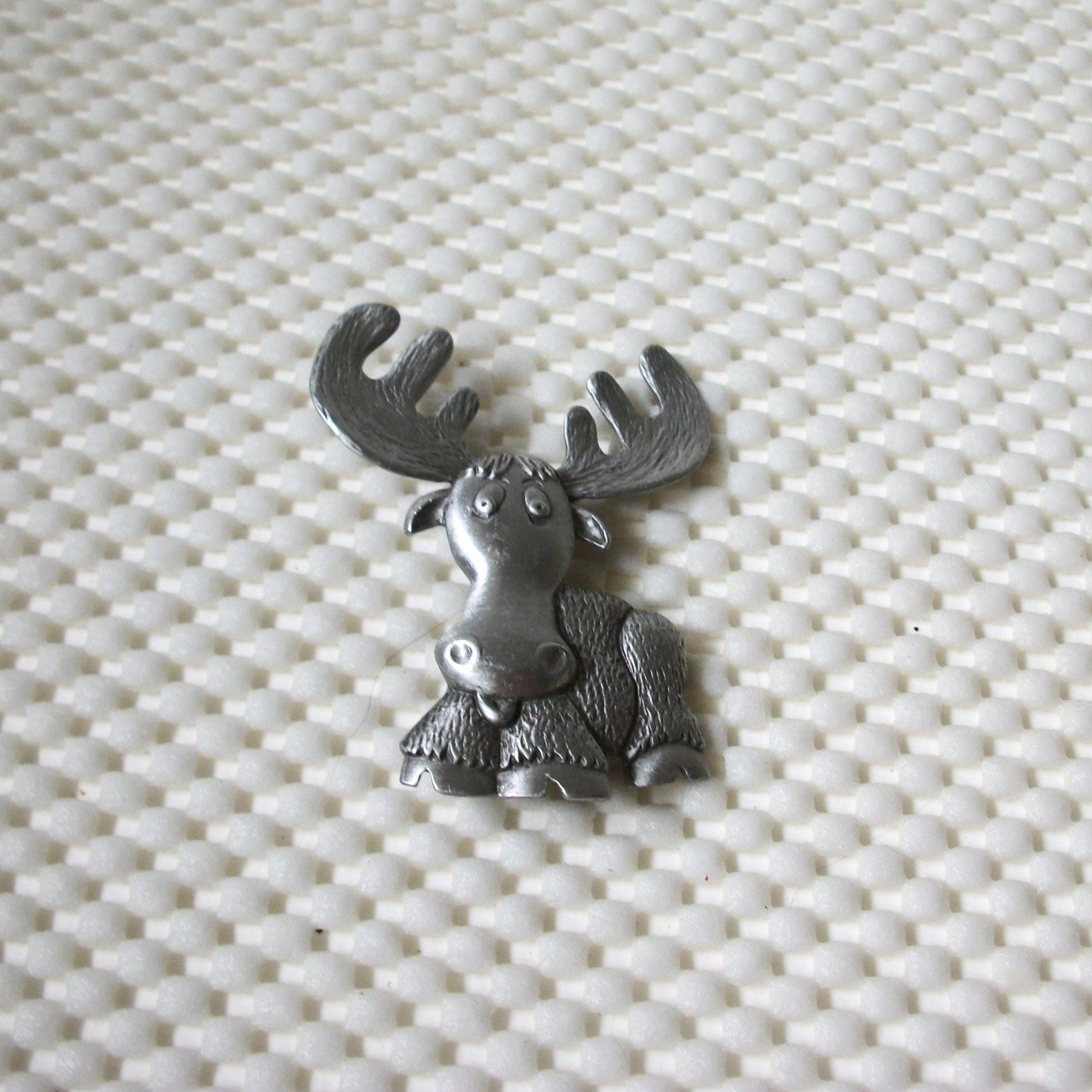 Vintage Brooch Signed JJ Jonette Jewelry Silver Pewter 'Cartoon Moose' Pin ~ will make you SMILE!