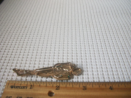 Vintage Brooch Pin, Classy Lady Beautifully Enameled Clear Rhinestones, Gold Tone 82317