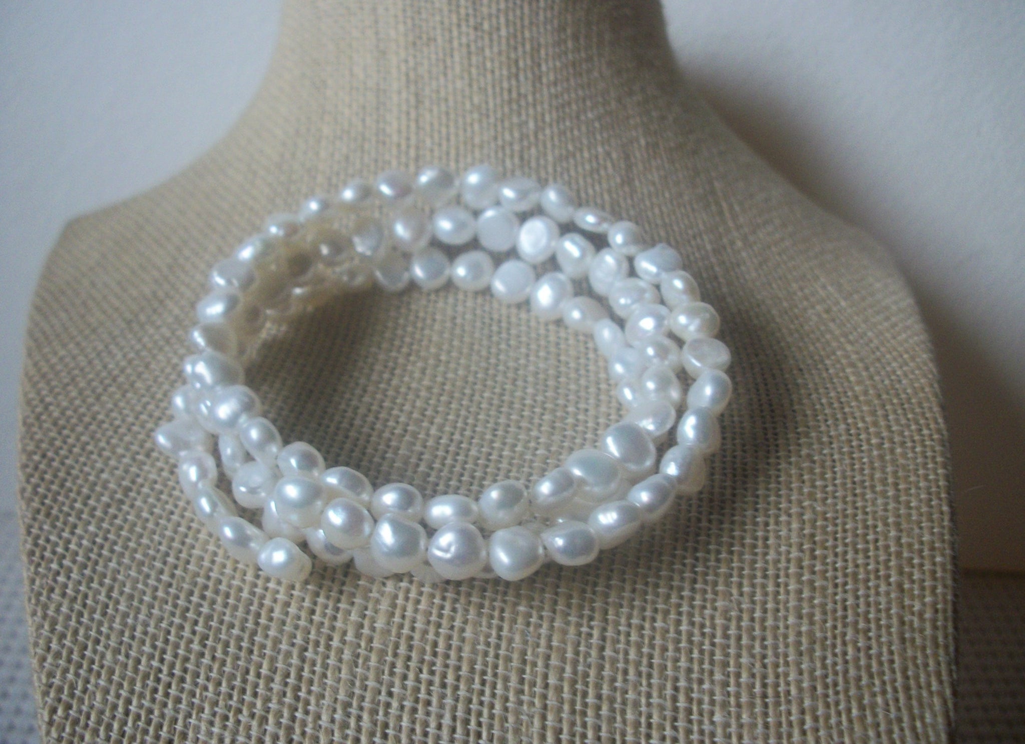 White Glass Pearls Wrap Around Bracelet 022221