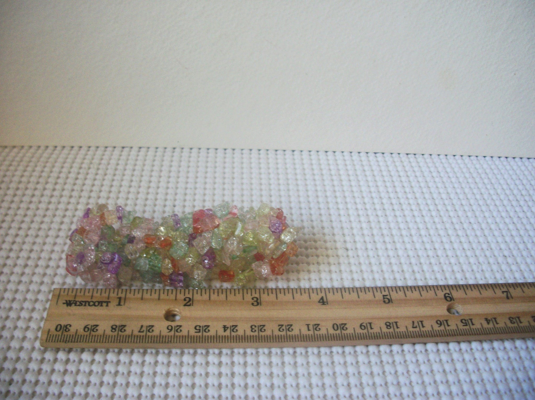 Vintage Jewelry, Pastel Bracelet, Wide Czech Glass Chips Stretch Bracelet 51018
