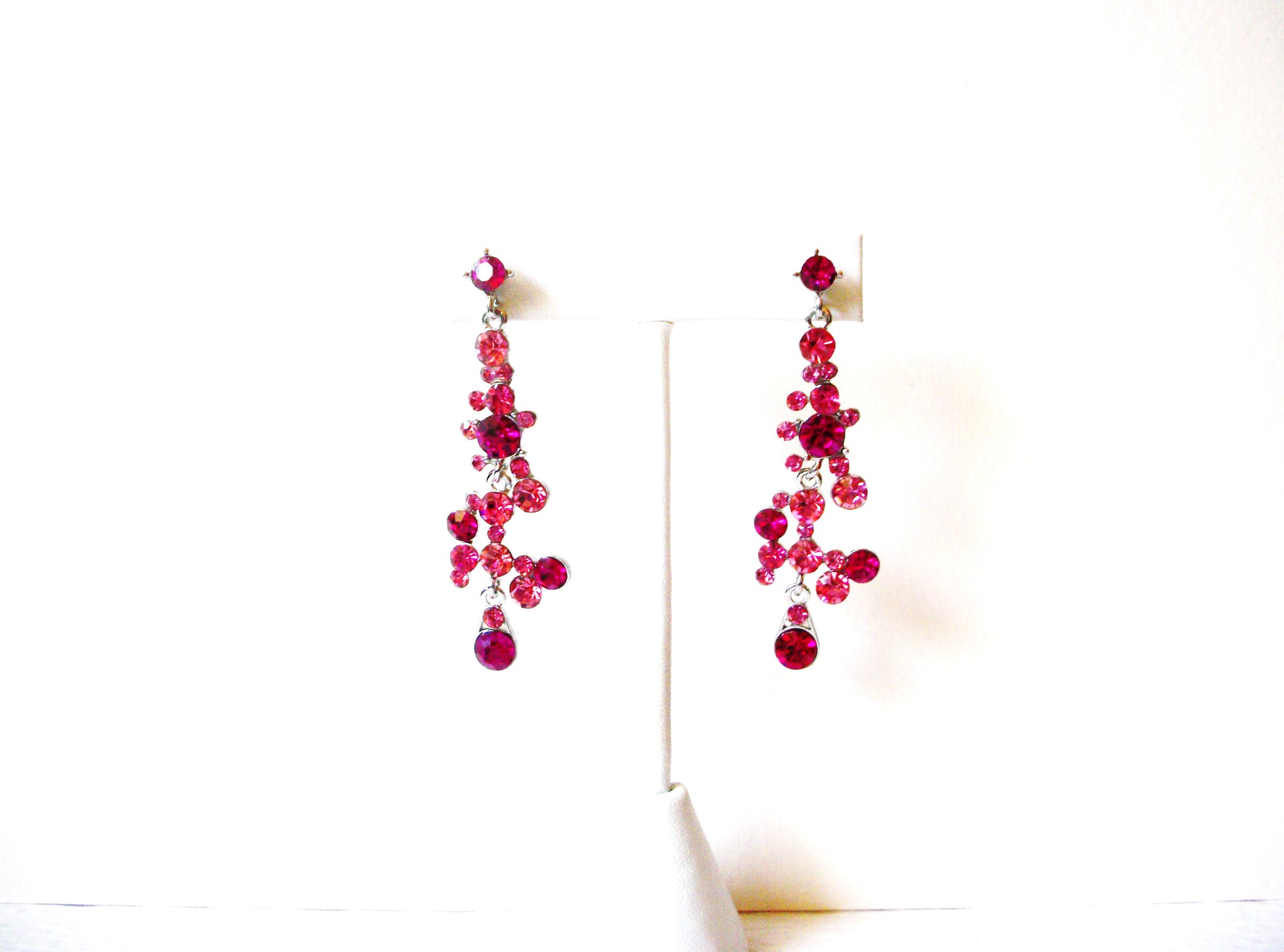Pink Rhinestone Long Dangle Earrings 91017