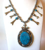 Vintage Southwestern Squash Blossom Pendant Necklace 81517
