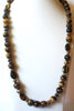 Tigers Eye Semi Precious Stone 36" Long Vintage Glass Necklace 61518