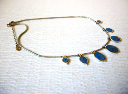 Vintage HC Silver Toned Flower Glass 18" Necklace 121816