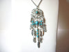 Dream Catcher Pendant Silver Toned Faux Turquoise Necklace 9216