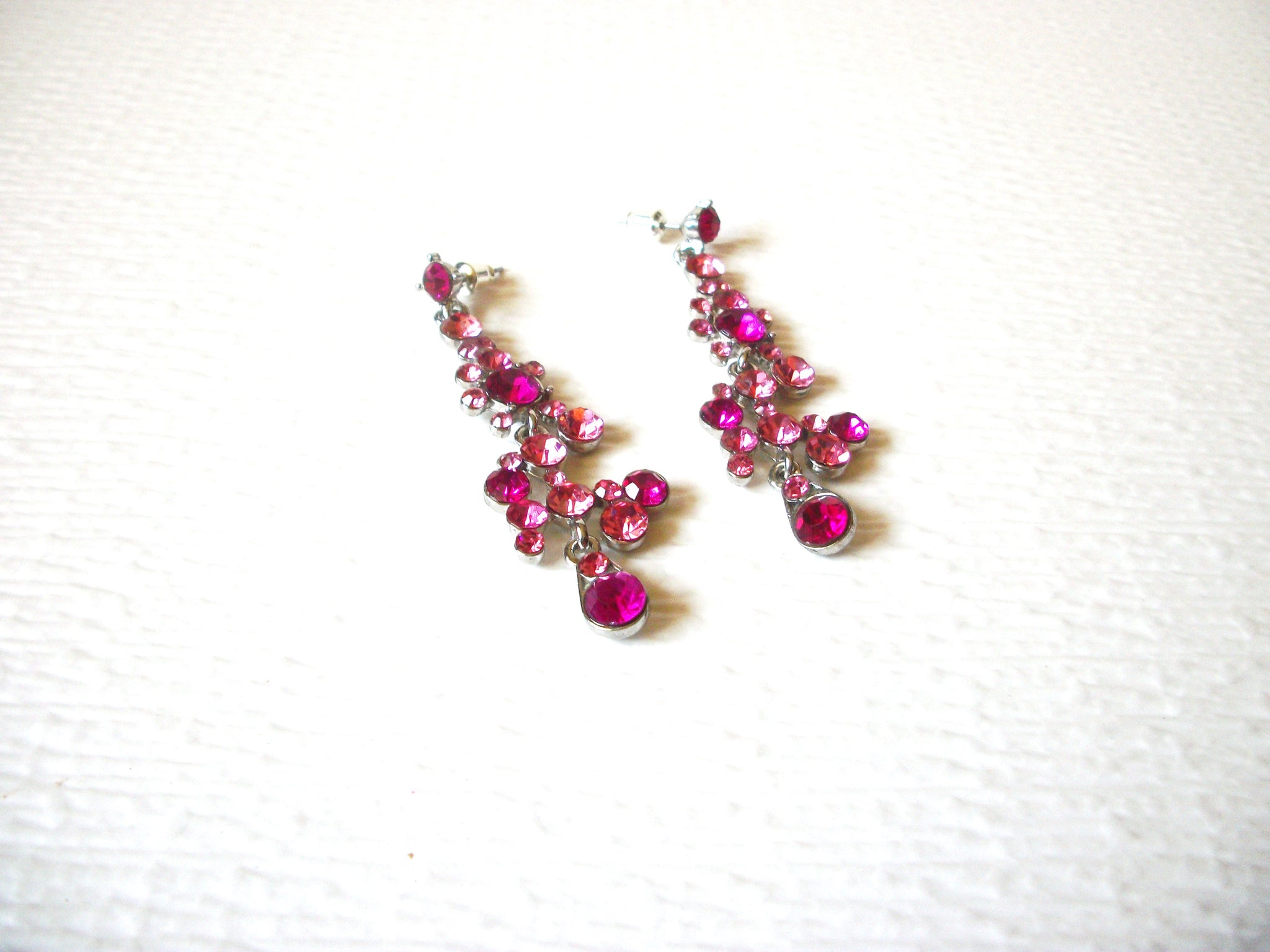 Pink Rhinestone Long Dangle Earrings 91017
