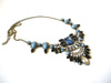 Retro Silver Gray Blue Clear Rhinestone Statement Necklace 1230