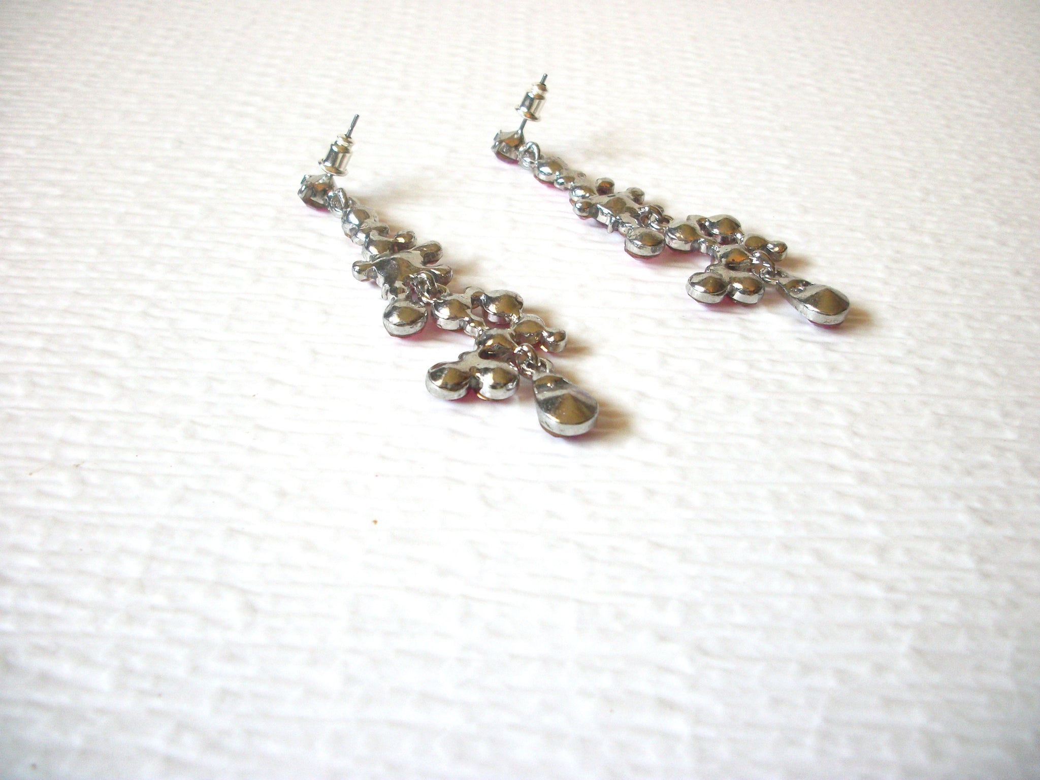 Pink Rhinestone Long Dangle Earrings 91017