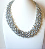 Retro Silver Toned Multi Strand Chain Links Necklace 123020