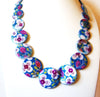 Vintage Glass Hand Painted 19' Necklace 121216
