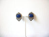 Retro Silver Blue Clip On Earrings 010121