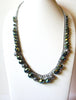 Green Iridescent Czech Glass Vintage  Necklace 122920