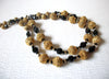 Vintage Black Czech Glass Gold Toned Damask Necklace 92816