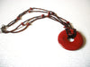 Red Jasper Donut Pendant Semi Precious Chips Glass Necklace 9216