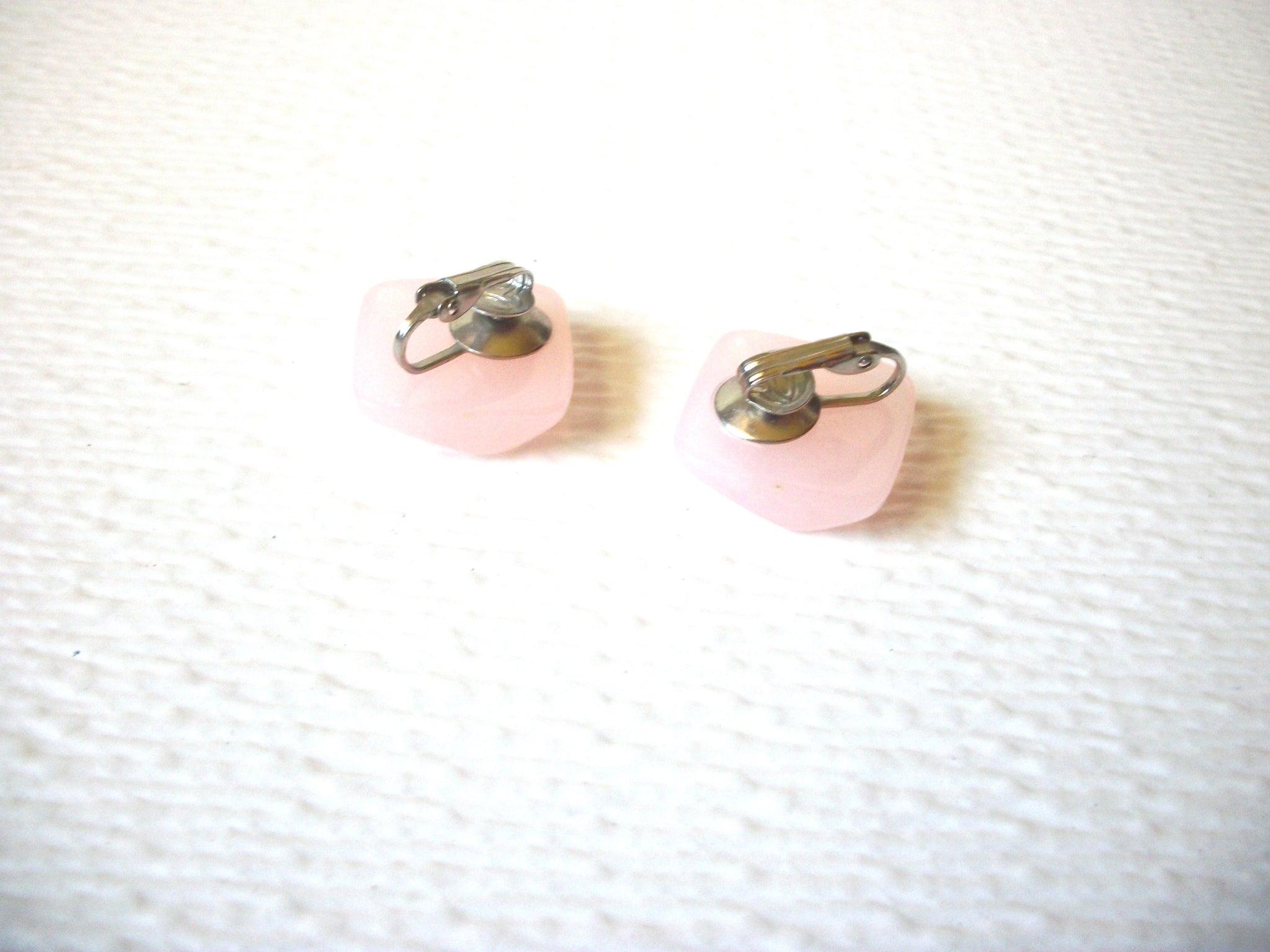 Retro Pale Pink Lucite Clip On Earrings 010121