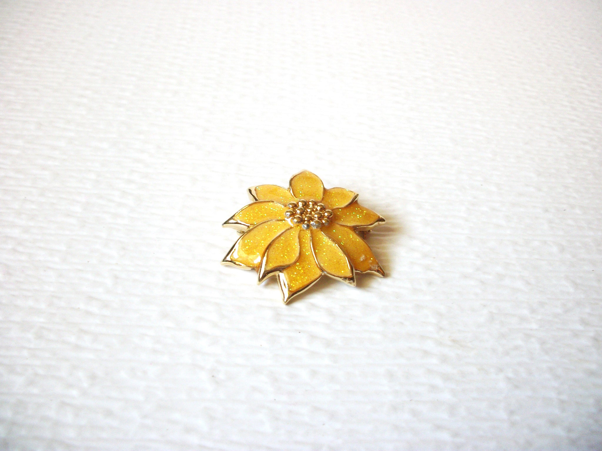 Poinsettia Gold Glitter Enhancer Pin Brooch 5917