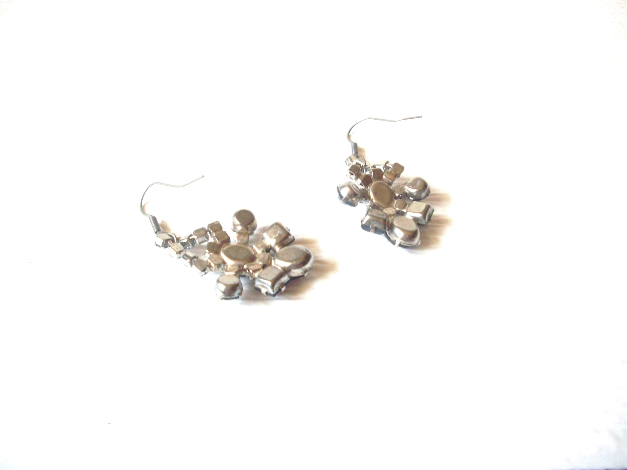 Vintage Blue Prong Set Rhinestone Chandelier Dangle Earrings 91517