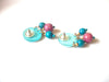 Colorful Retro Turquoise Alt Rosa Wood Dangle Earrings 9216