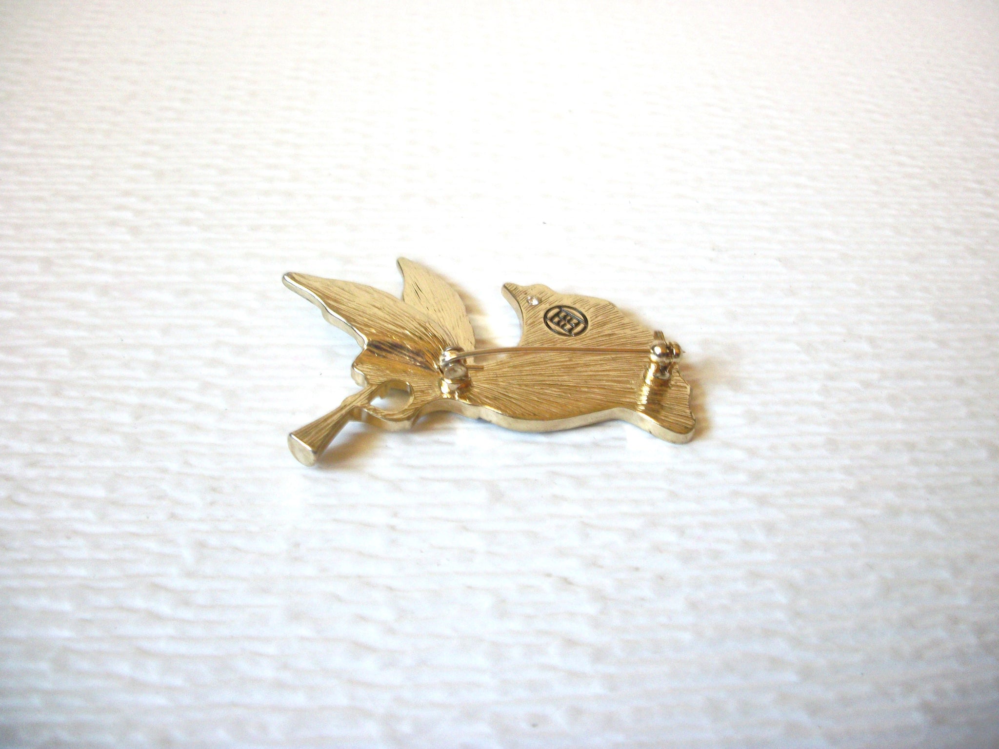 Vintage Glitter Angel Trumpet Brooch Pin 121816