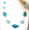 Hand Made Blue Foil Art Murano Glass Necklace 122820 H