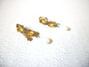 Vintage CLIP ON Gold Toned Glass Dangle Earrings 5917