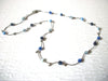 Dainty Retro Blue Cat`s Eye Glass 16" Necklace 123116