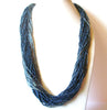 Mystic Gray Multi Strand Glass Micro Beads Chunky Vintage Necklace 122820