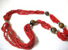 Southwestern Necklace, Black Onyx Pendant. Paprika Glass, Tiger Eye 19" Long 82016
