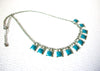 Retro Silver Blue Clear Rhinestone Necklace 60116