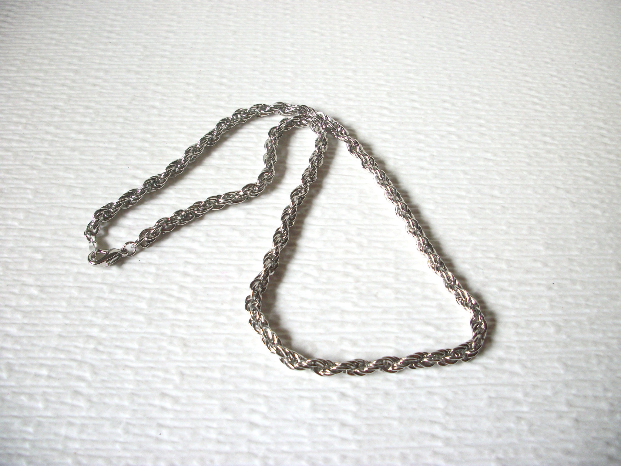 Vintage Silver Toned Rope Chain Links 18" Necklace 82017