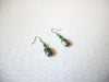 Vintage Silver Green Glass Dangle Earrings 121816