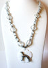 Hand Made Frosted Glass Mother Of Pearl Dog Pendant Necklace 122920